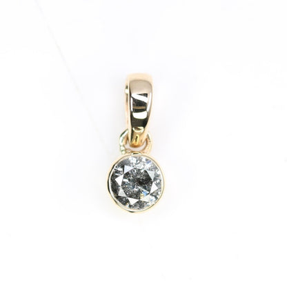 Salt And Pepper Round Brilliant Cut Diamond Bezel Setting Pendant 10k Gold Pendant Gift For Her - JayKrishna Diamond