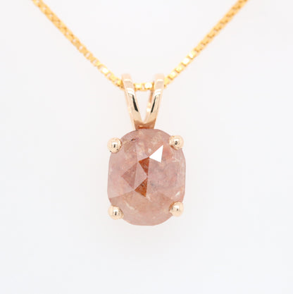 Oval Shape Peach Diamond Pendant with 10K Yellow Gold Pendant With Gold Chain Gift For Her - JayKrishna Diamond