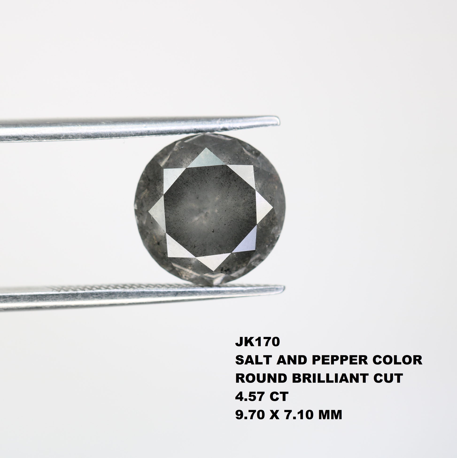 4.57 CT Salt And Pepper Loose Round Brilliant Cut Diamond For Galaxy Ring - JayKrishna Diamond
