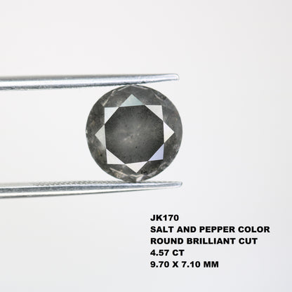 4.57 CT Salt And Pepper Loose Round Brilliant Cut Diamond For Galaxy Ring - JayKrishna Diamond