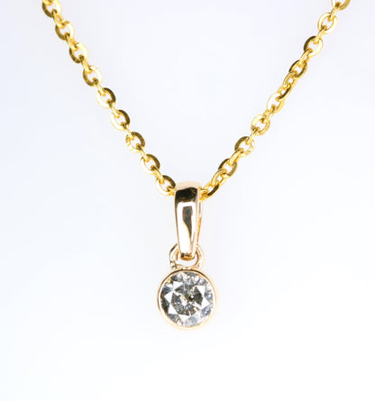Salt And Pepper Round Brilliant Cut Diamond Pendant Bezel Setting With 10K Gold Chain Necklace For Women - JayKrishna Diamond