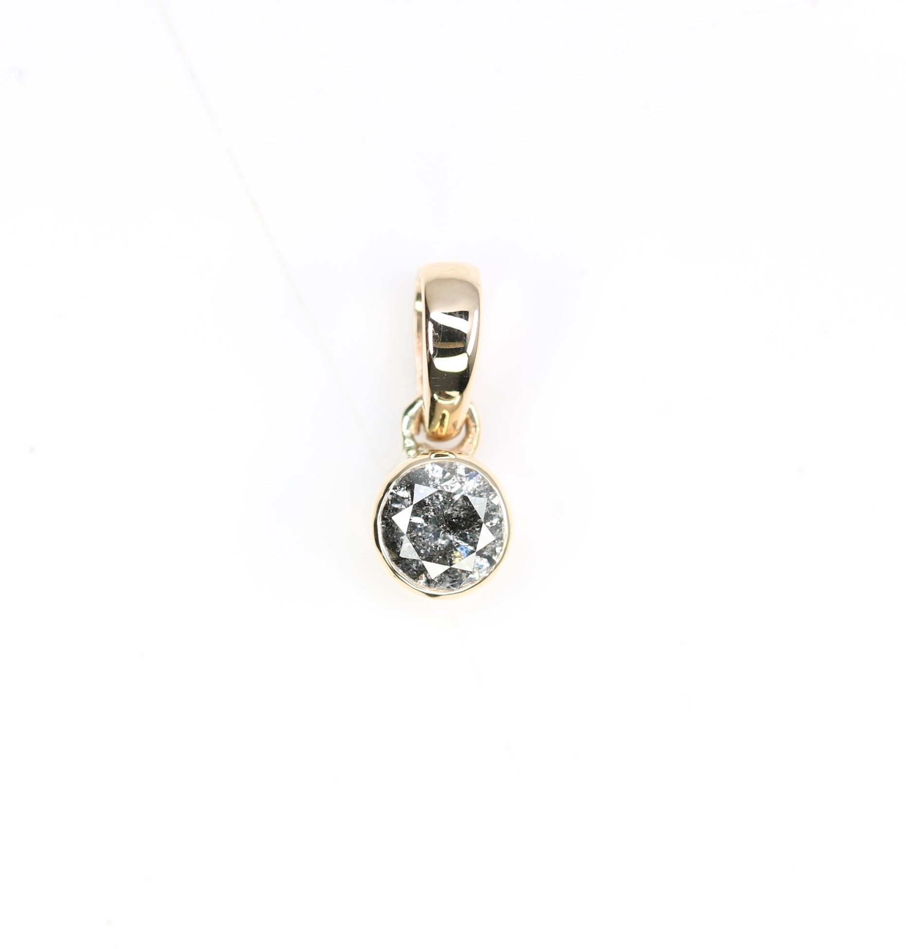 Salt And Pepper Round Brilliant Cut Diamond Bezel Setting Pendant 10k Gold Pendant Gift For Her - JayKrishna Diamond