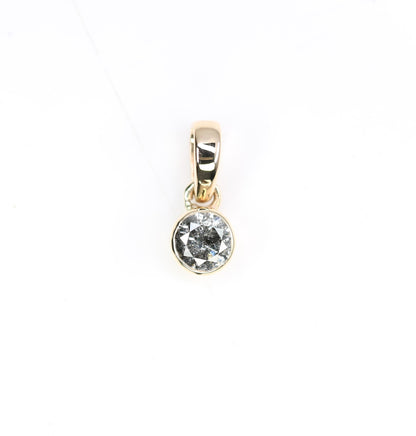 Salt And Pepper Round Brilliant Cut Diamond Bezel Setting Pendant 10k Gold Pendant Gift For Her - JayKrishna Diamond