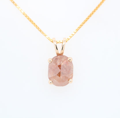 Oval Shape Peach Diamond Pendant with 10K Yellow Gold Pendant With Gold Chain Gift For Her - JayKrishna Diamond