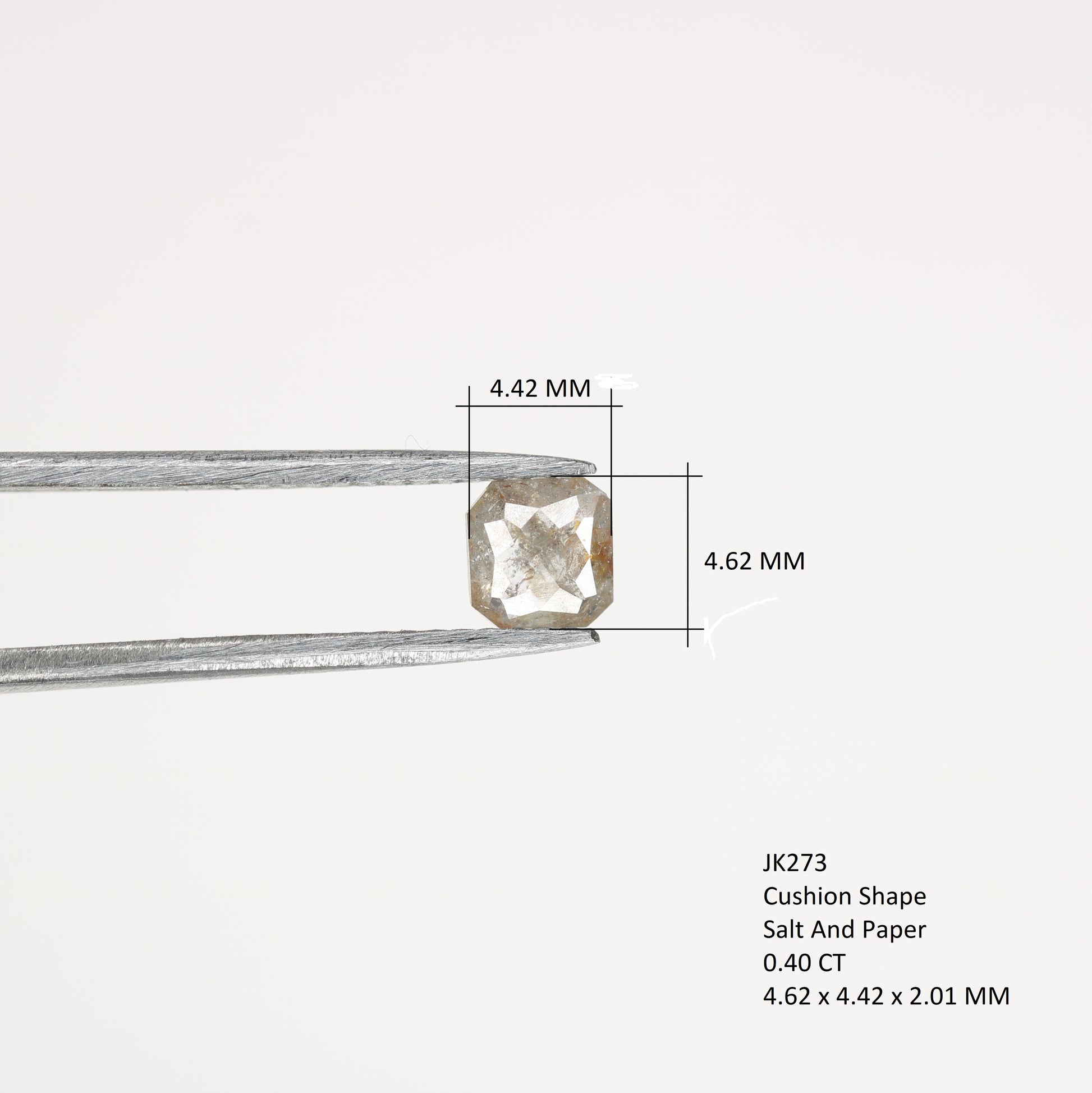 Unique 0.40 CT Salt & Pepper Cushion Cut Diamond | Perfect for Prong Set Rings - JayKrishna Diamond