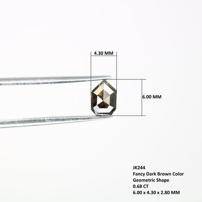 0.68 CT Geometric Shape 6.00 MM Fancy Dark Brown Diamond For Engagement Ring - JayKrishna Diamond