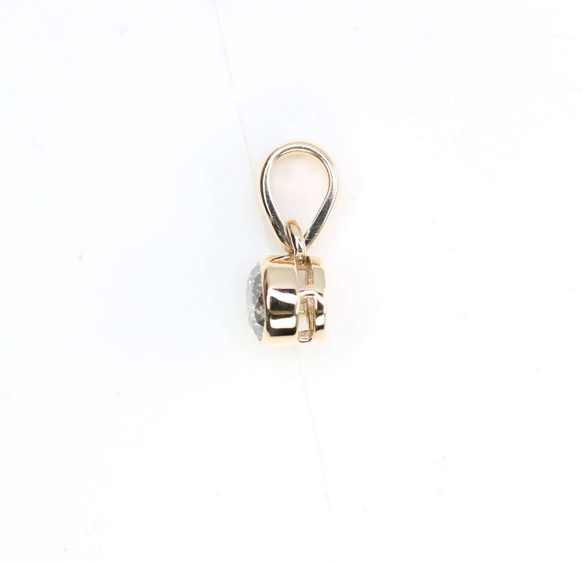 Salt And Pepper Round Brilliant Cut Diamond Bezel Setting Pendant 10k Gold Pendant Gift For Her - JayKrishna Diamond