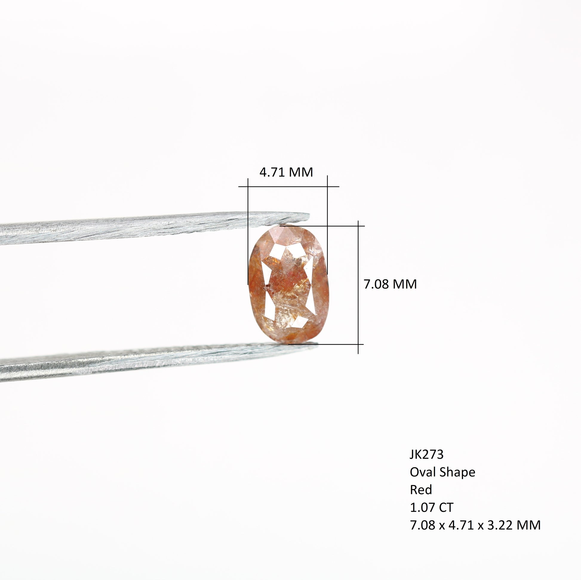 1.07 CT  Red Colour Oval Shape Diamond For Wedding Ring - JayKrishna Diamond
