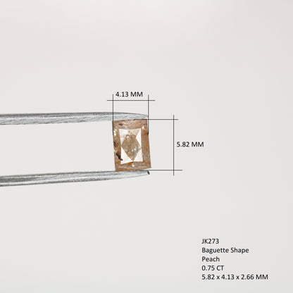 0.75 CT Baguette Shape Peach Colour Natural Loose Diamond For Anniversary Ring | - JayKrishna Diamond