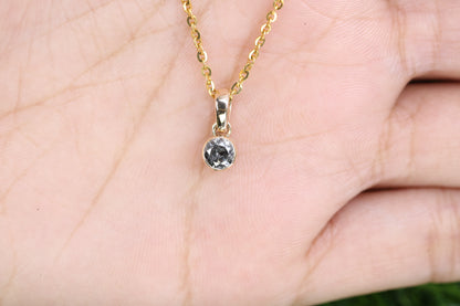 Salt And Pepper Round Brilliant Cut Diamond Pendant Bezel Setting With 10K Gold Chain Necklace For Women - JayKrishna Diamond