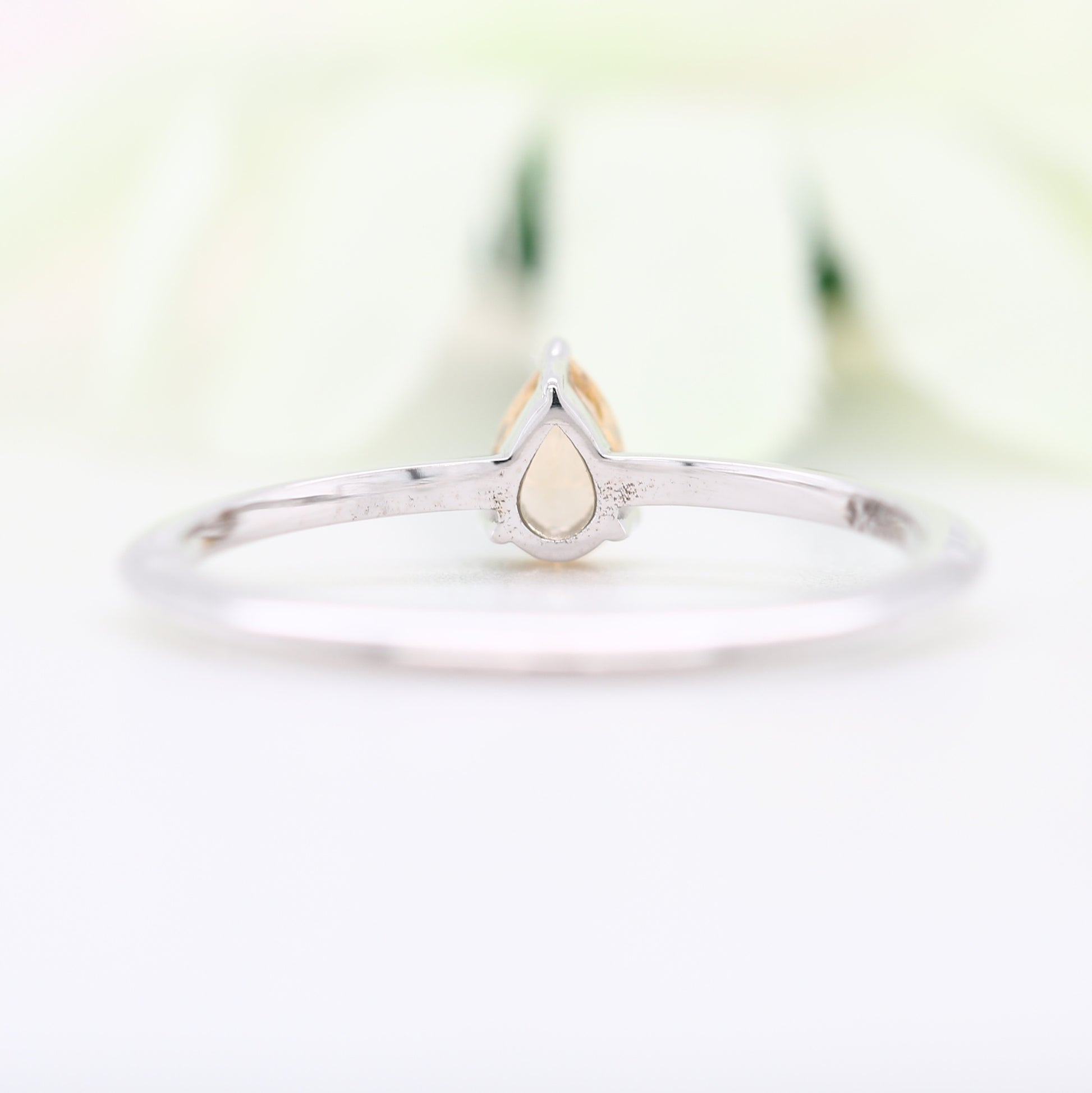 Fancy Yellow Pear Diamond 14K White Gold Engagement Ring - JayKrishna Diamond