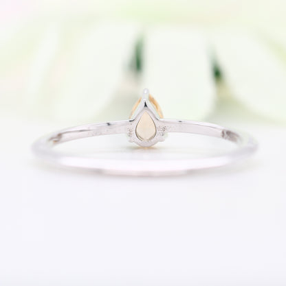 Fancy Yellow Pear Diamond 14K White Gold Engagement Ring - JayKrishna Diamond