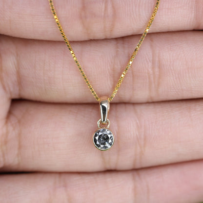 Loose Salt And Pepper Diamond Pendant Bezel Setting With 10K Gold Chain Necklace Gift For Her - JayKrishna Diamond