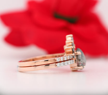 Pear Salt and Pepper Diamond Engagement Ring - JayKrishna Diamond