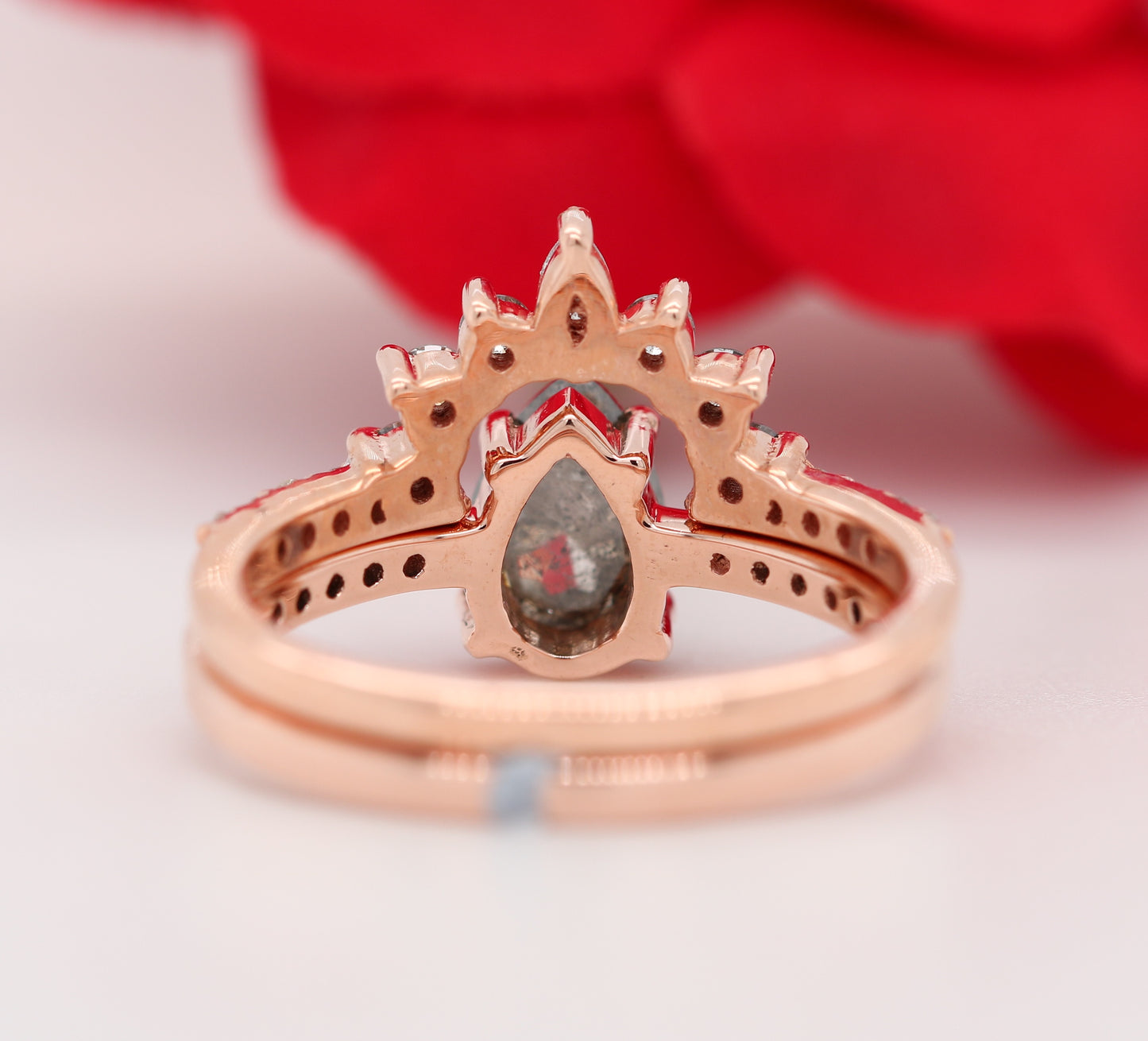 Pear Salt and Pepper Diamond Engagement Ring - JayKrishna Diamond