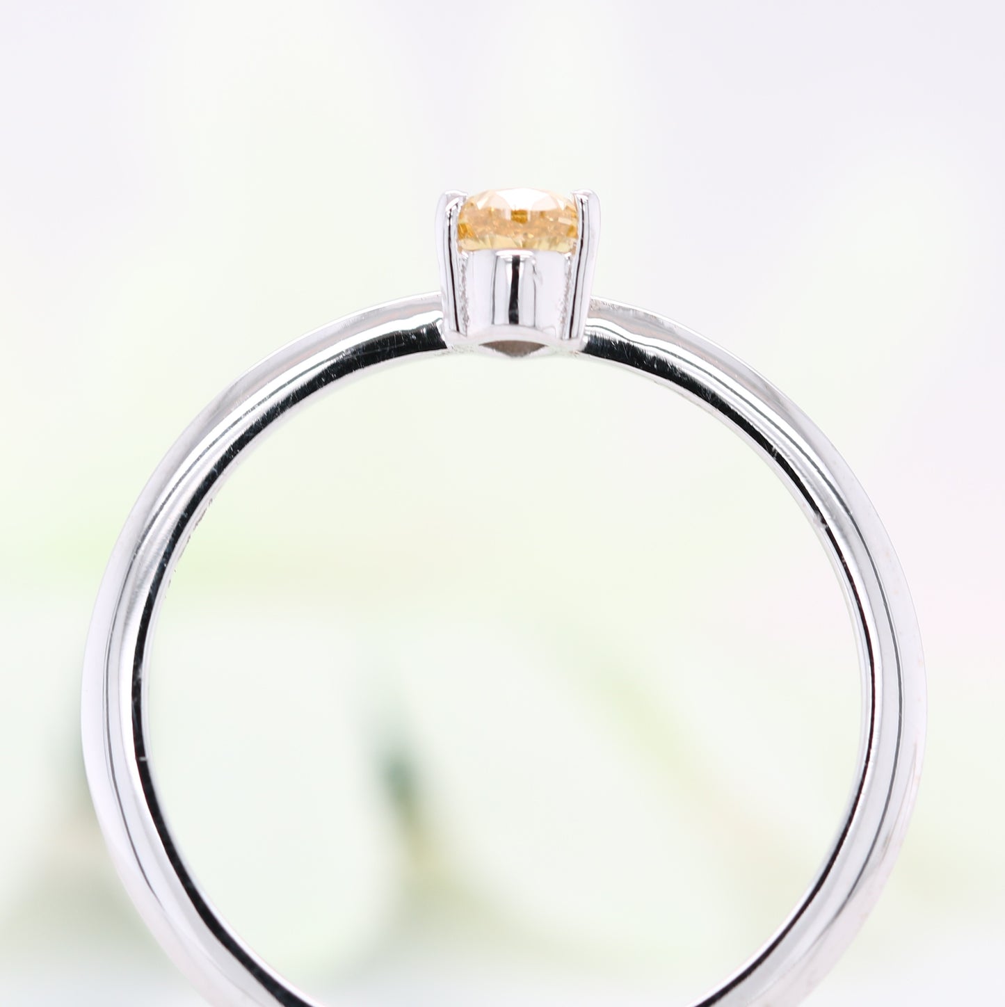 Fancy Yellow Pear Diamond 14K White Gold Engagement Ring - JayKrishna Diamond