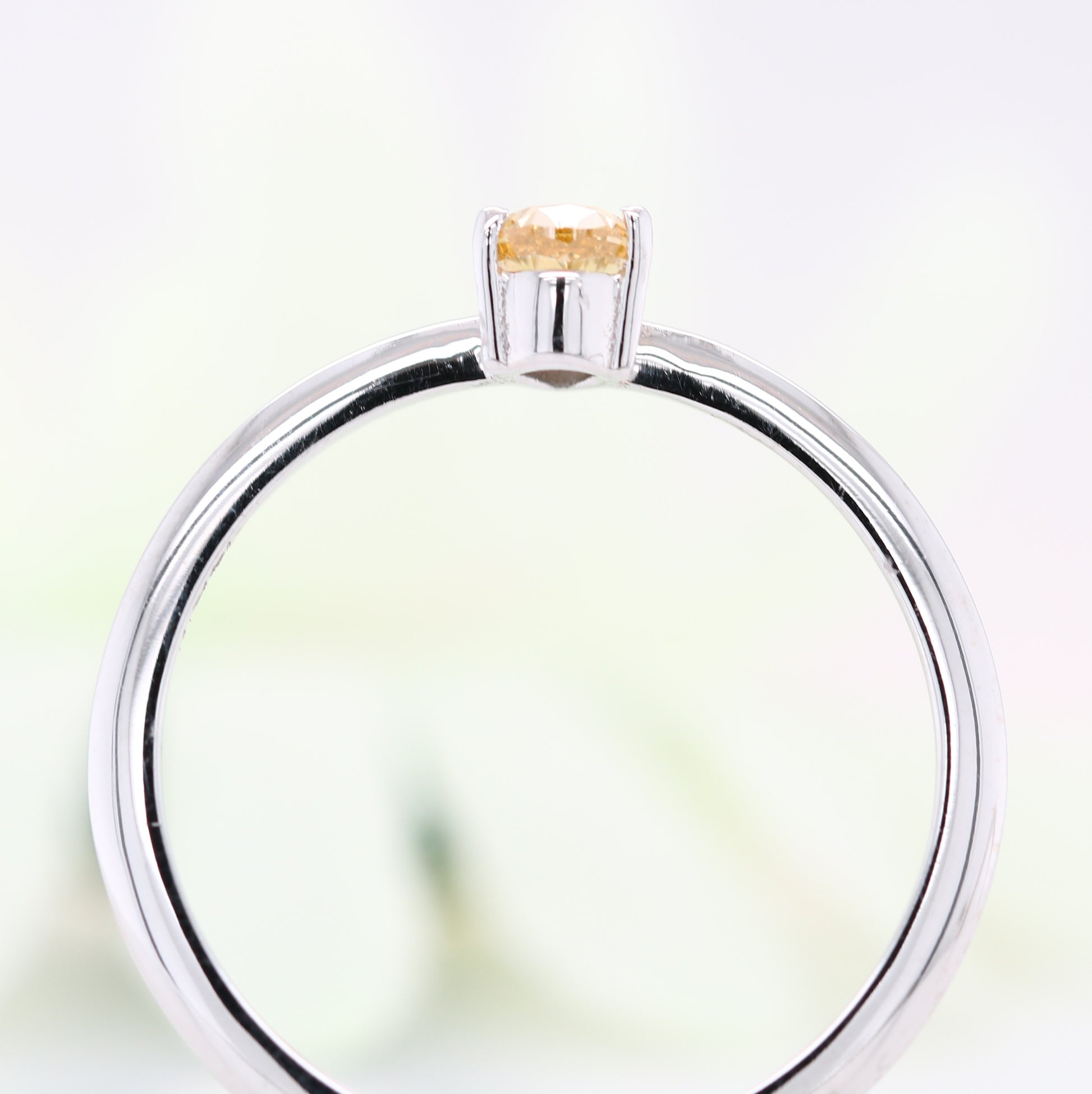 Fancy Yellow Pear Diamond 14K White Gold Engagement Ring - JayKrishna Diamond
