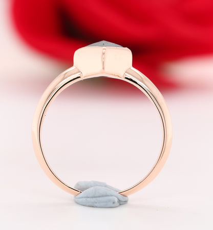 Natural Salt And Pepper 18K Rose Gold Kite Bezel Set Engagement Ring - JayKrishna Diamond