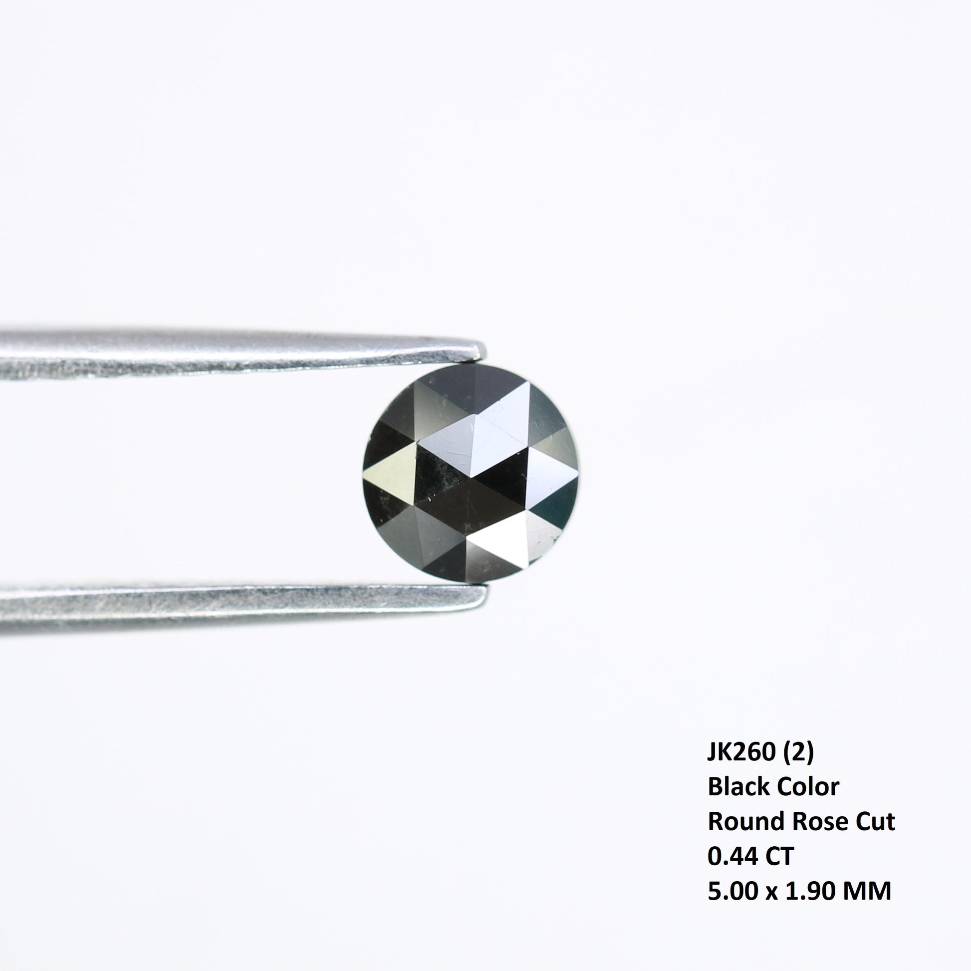 0.44 CT 5.00 MM Loose Natural Black Round Rose Cut Diamond for Engagement Ring and Unique Bridal Jewelry Design - JayKrishna Diamond