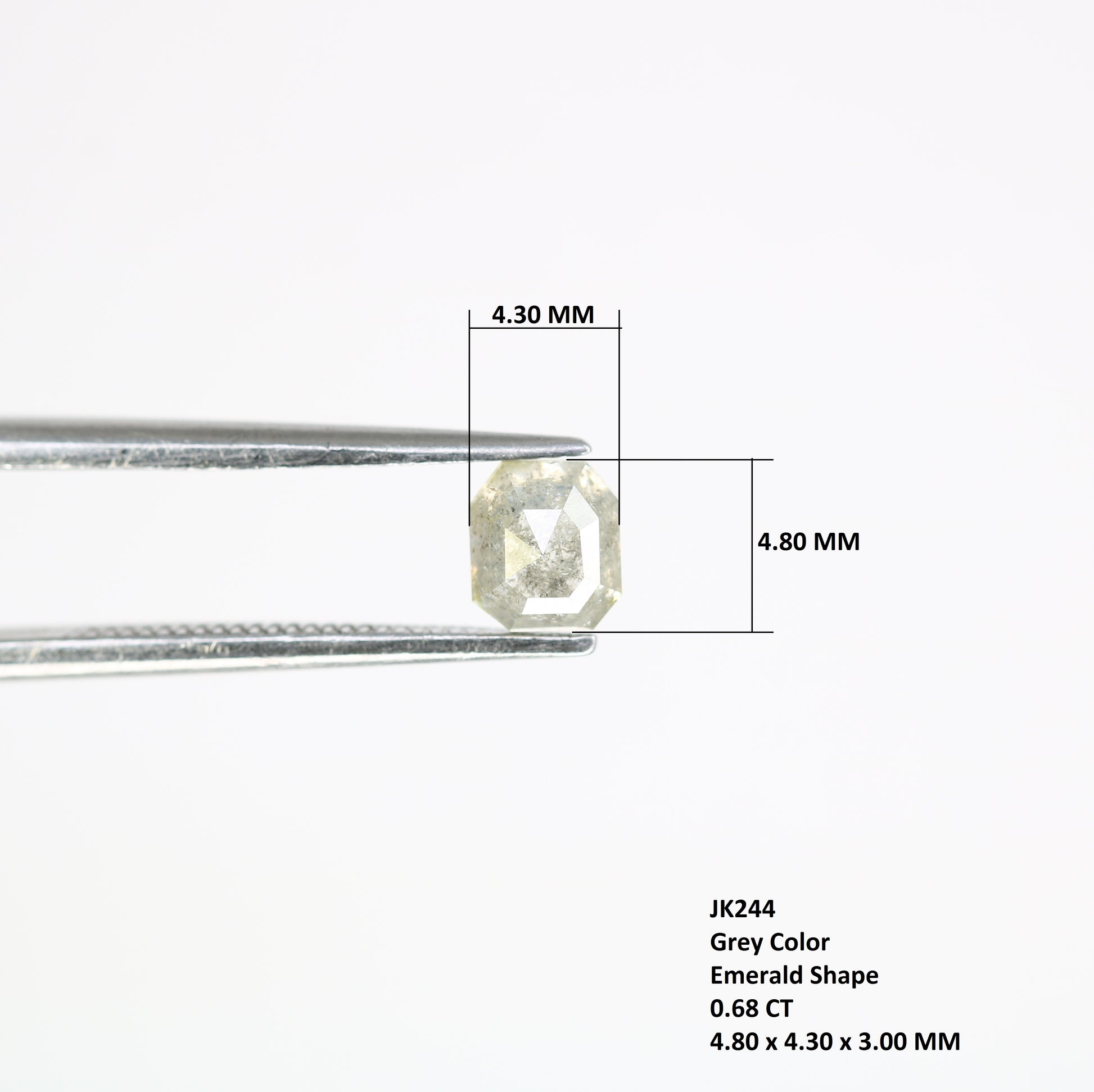 0.68 CT Grey Emerald Cut 4.80 MM Natural Diamond For Statement Ring - JayKrishna Diamond