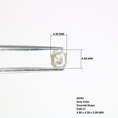 0.68 CT Grey Emerald Cut 4.80 MM Natural Diamond For Statement Ring - JayKrishna Diamond