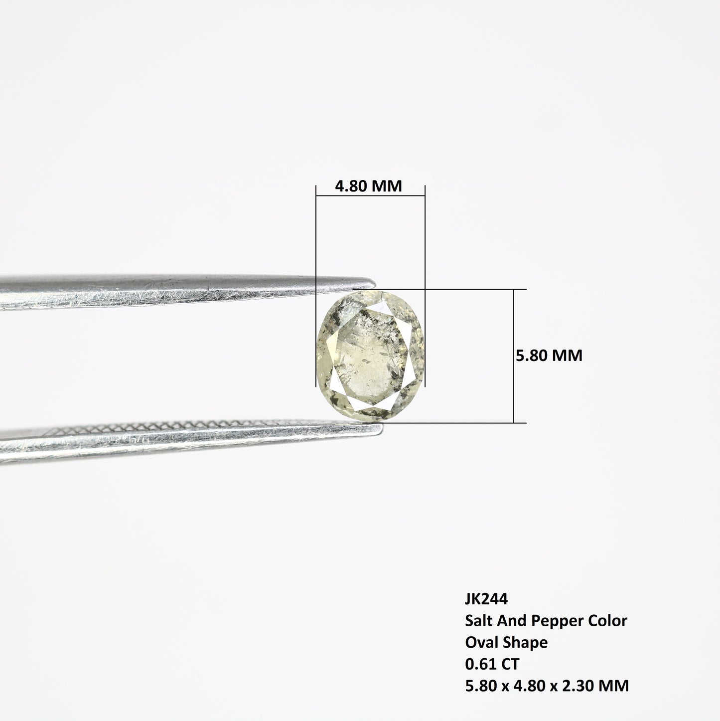 0.61 CT Salt and Pepper Oval Cut Diamond (5.80 MM) for Exquisite Designer Jewelry: Distinctive Gemstone Treasure - JayKrishna Diamond