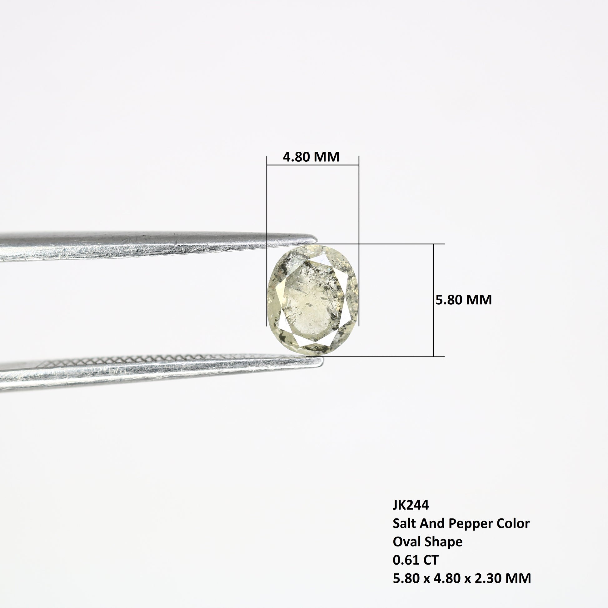 0.61 CT Salt and Pepper Oval Cut Diamond (5.80 MM) for Exquisite Designer Jewelry: Distinctive Gemstone Treasure - JayKrishna Diamond