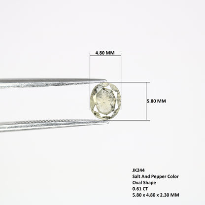 0.61 CT Salt and Pepper Oval Cut Diamond (5.80 MM) for Exquisite Designer Jewelry: Distinctive Gemstone Treasure - JayKrishna Diamond
