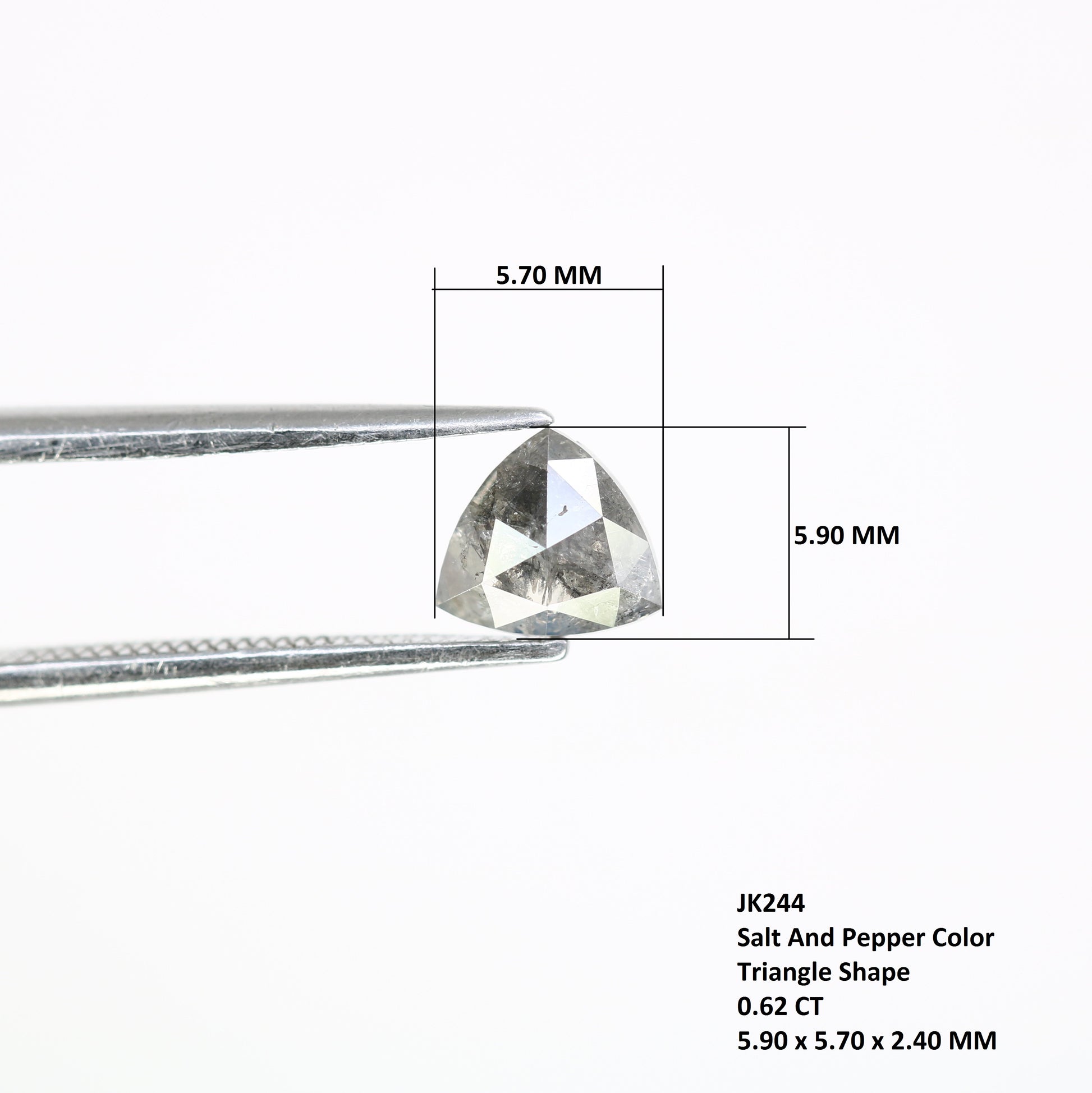 0.62 CT Triangle Shape Salt and Pepper Diamond (5.90 MM) for a Distinctive Promise Ring: Elegant Gemstone Jewelry Piece - JayKrishna Diamond