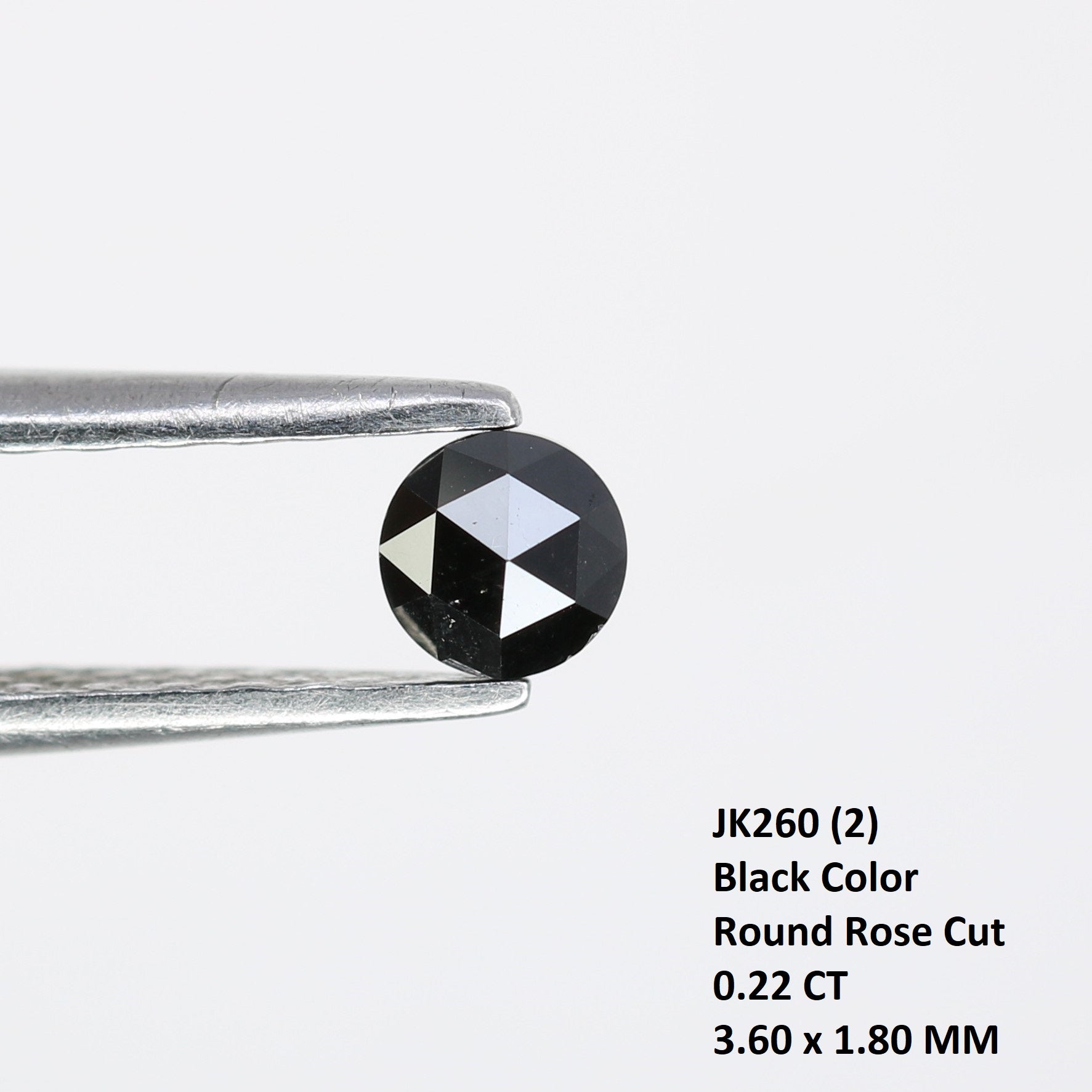 0.22 CT Round Rose Cut Black Loose Diamond – 3.60 x 1.80 MM, Ideal for Engagement Rings - JayKrishna Diamond