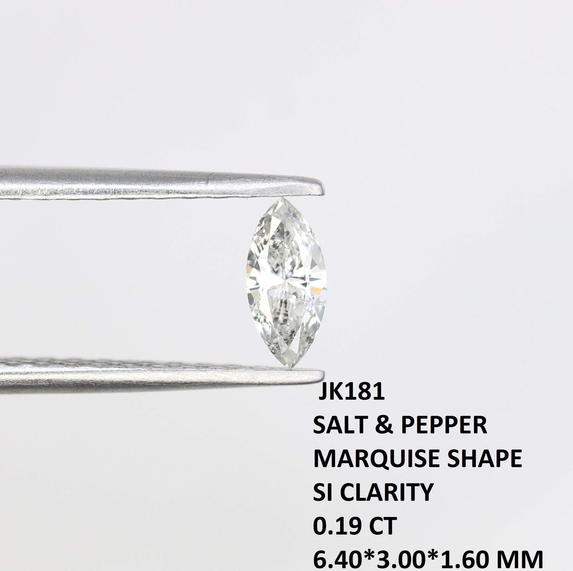 0.19 CT Marquise Shape Salt and Pepper Natural Diamond - Perfect for Engagement Rings, Necklaces, Promise Rings, Earrings, and Anniversary Gifts - JayKrishna Diamond
