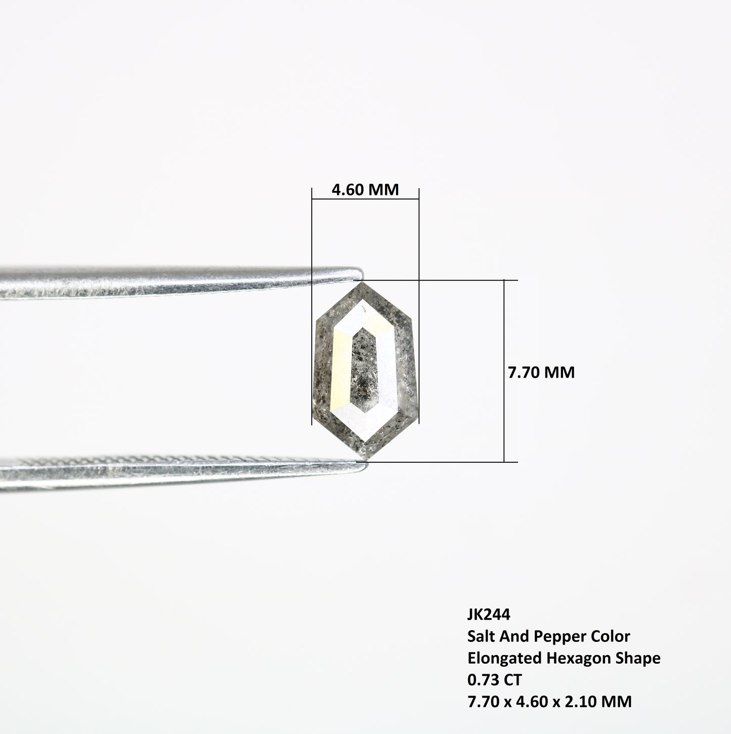 0.73 CT Elongated Hexagon Shape Salt And Pepper Natural Diamond For Engagement Ring - JayKrishna Diamond