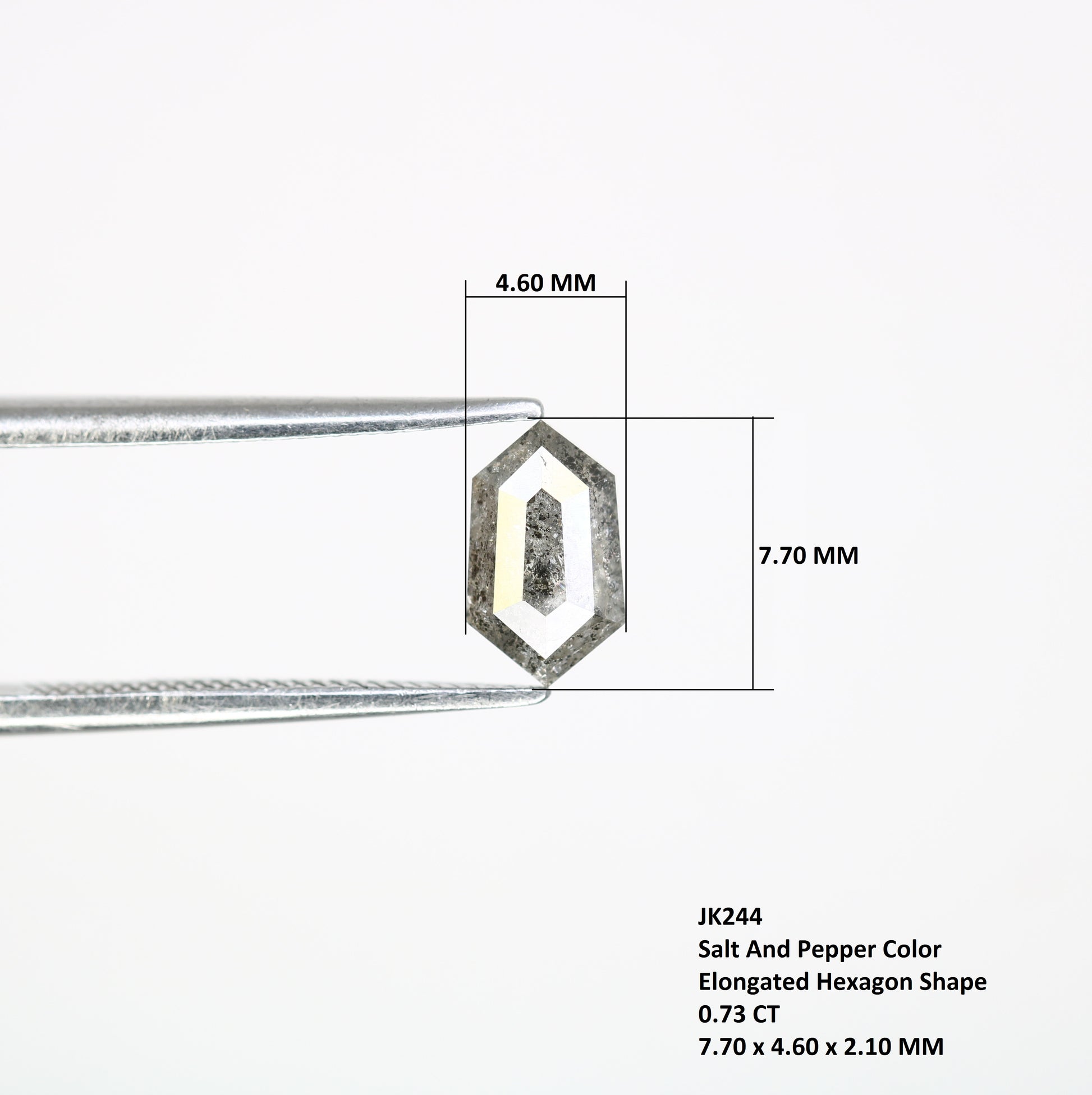0.73 CT Elongated Hexagon Shape Salt And Pepper Natural Diamond For Engagement Ring - JayKrishna Diamond