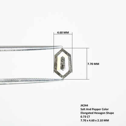 0.73 CT Elongated Hexagon Shape Salt And Pepper Natural Diamond For Engagement Ring - JayKrishna Diamond