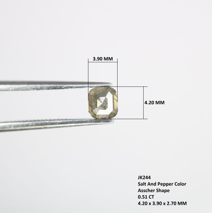 0.51 Carat 4.20 MM Asscher Shape Natural Salt And Pepper Diamond For Galaxy Ring. - JayKrishna Diamond