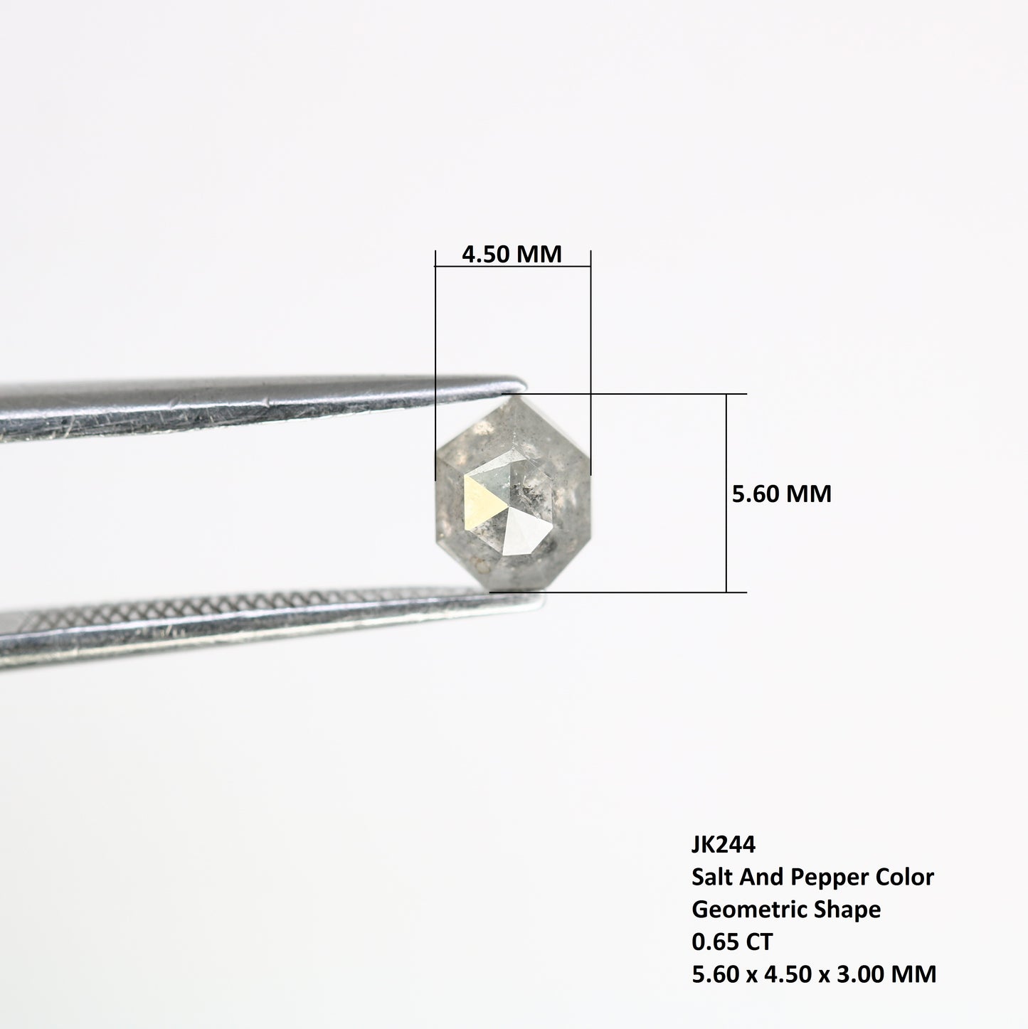 0.65 Carat Natural Salt and Pepper Geometric Shape Diamond (5.60 MM) for Wedding Ring - Unique Gemstone for Custom Bridal Jewelry - JayKrishna Diamond