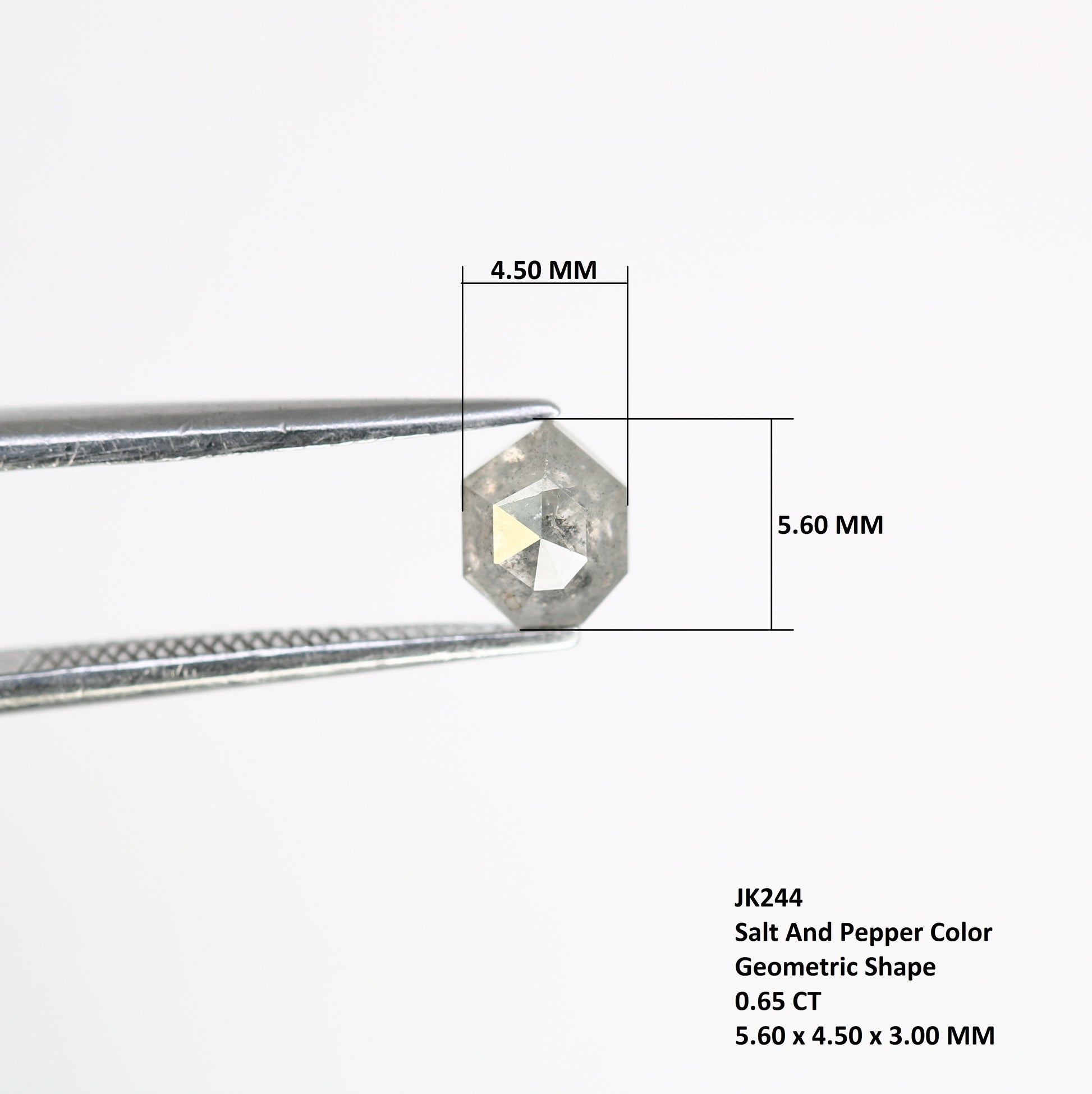 0.65 Carat Natural Salt and Pepper Geometric Shape Diamond (5.60 MM) for Wedding Ring - Unique Gemstone for Custom Bridal Jewelry - JayKrishna Diamond