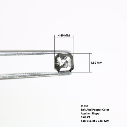 0.68 Carat Asscher Shape Natural Salt and Pepper Diamond (4.80 MM) for Galaxy Ring - Unique Gemstone for Celestial-Inspired Jewelry Designs - JayKrishna Diamond