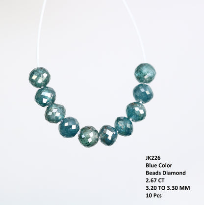 2.67 Carat Loose Round Beads Diamond Polished Blue Color Diamonds - JayKrishna Diamond