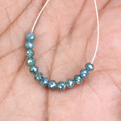 3.25 Carat Blue Color Loose Natural Polished Diamond Beads For Diamond Earring - JayKrishna Diamond