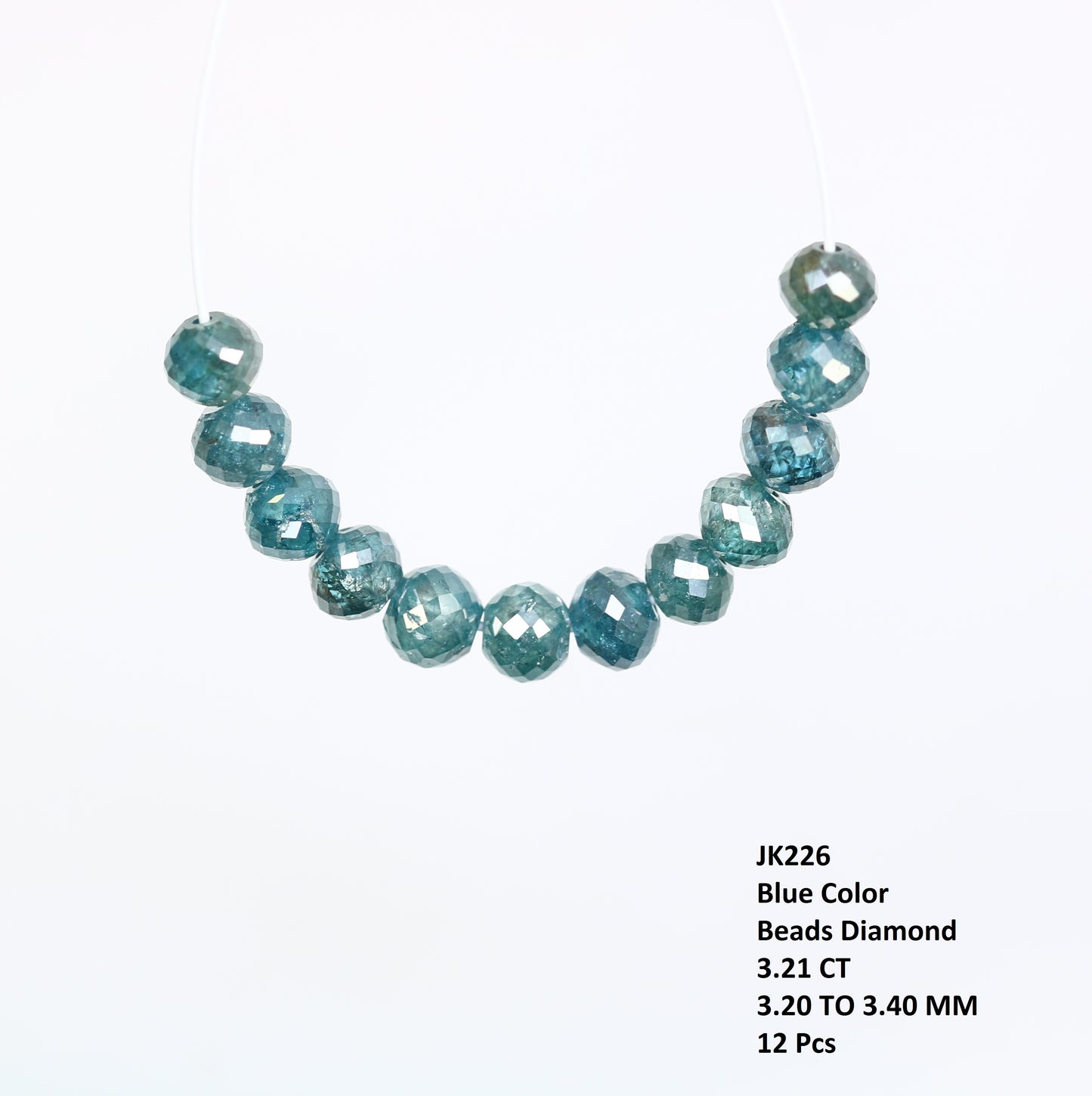 3.21 CT 3.2 To 3.4 MM Loose Round Beads Diamond Polished Blue Color Diamonds - JayKrishna Diamond