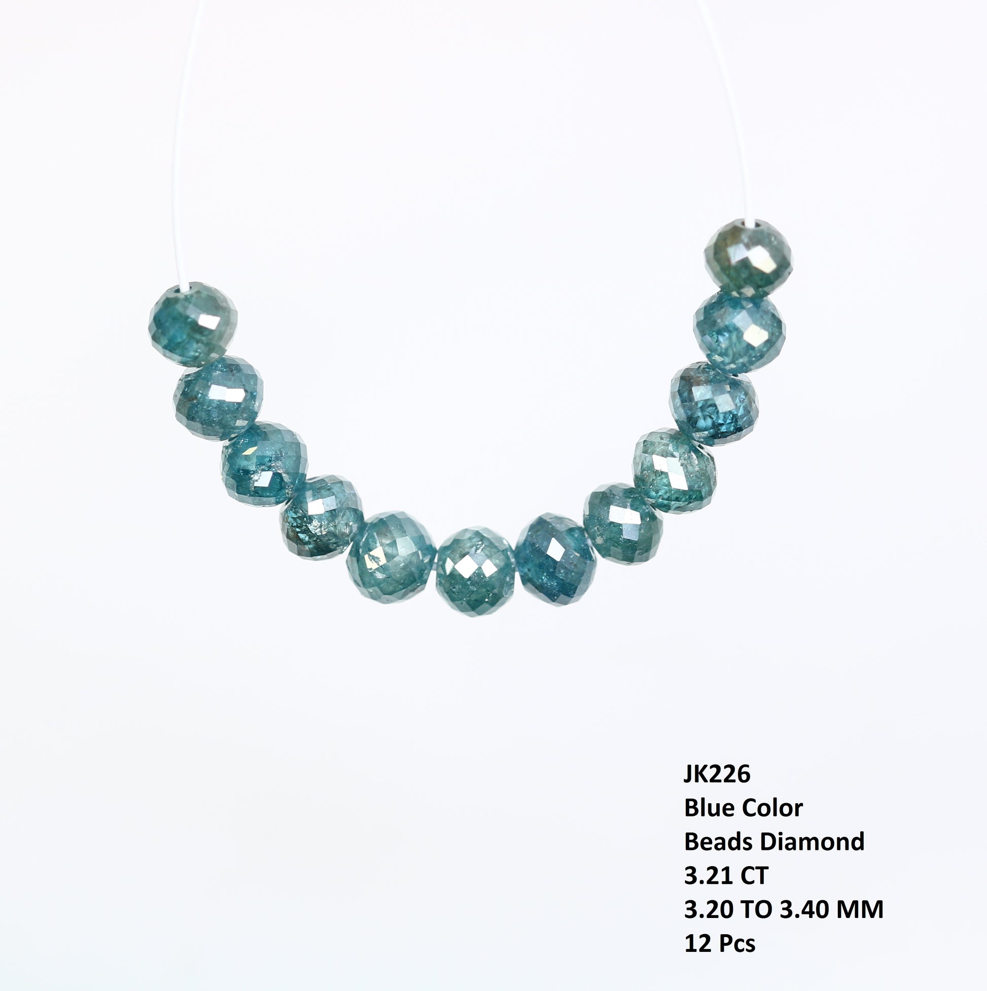 3.21 CT 3.2 To 3.4 MM Loose Round Beads Diamond Polished Blue Color Diamonds - JayKrishna Diamond