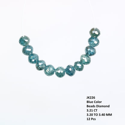 3.21 CT 3.2 To 3.4 MM Loose Round Beads Diamond Polished Blue Color Diamonds - JayKrishna Diamond