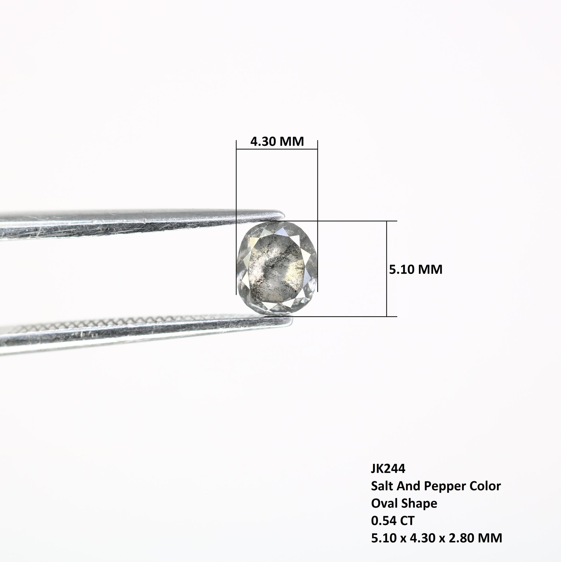 0.54 CT 5.10 MM Oval Shape Salt and Pepper Diamond For Wedding Ring - JayKrishna Diamond