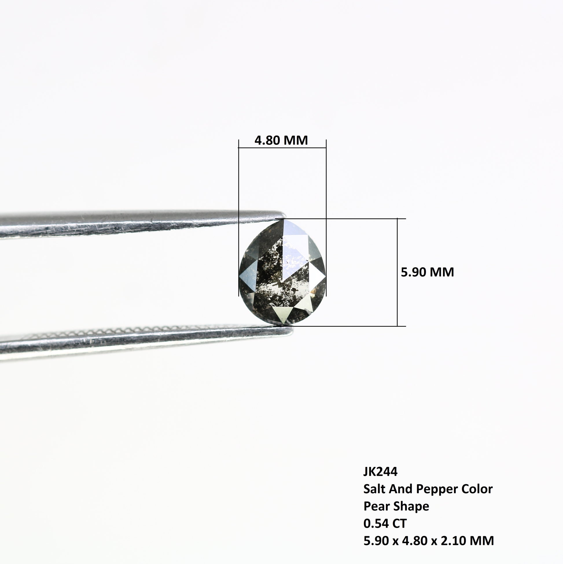 0.54 CT 5.90 MM Pear Shape Salt And Pepper Natural Diamond For Engagement Ring - JayKrishna Diamond