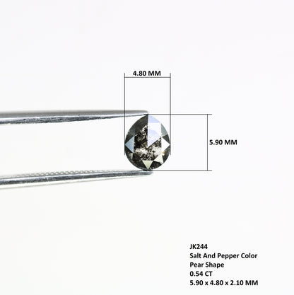 0.54 CT 5.90 MM Pear Shape Salt And Pepper Natural Diamond For Engagement Ring - JayKrishna Diamond