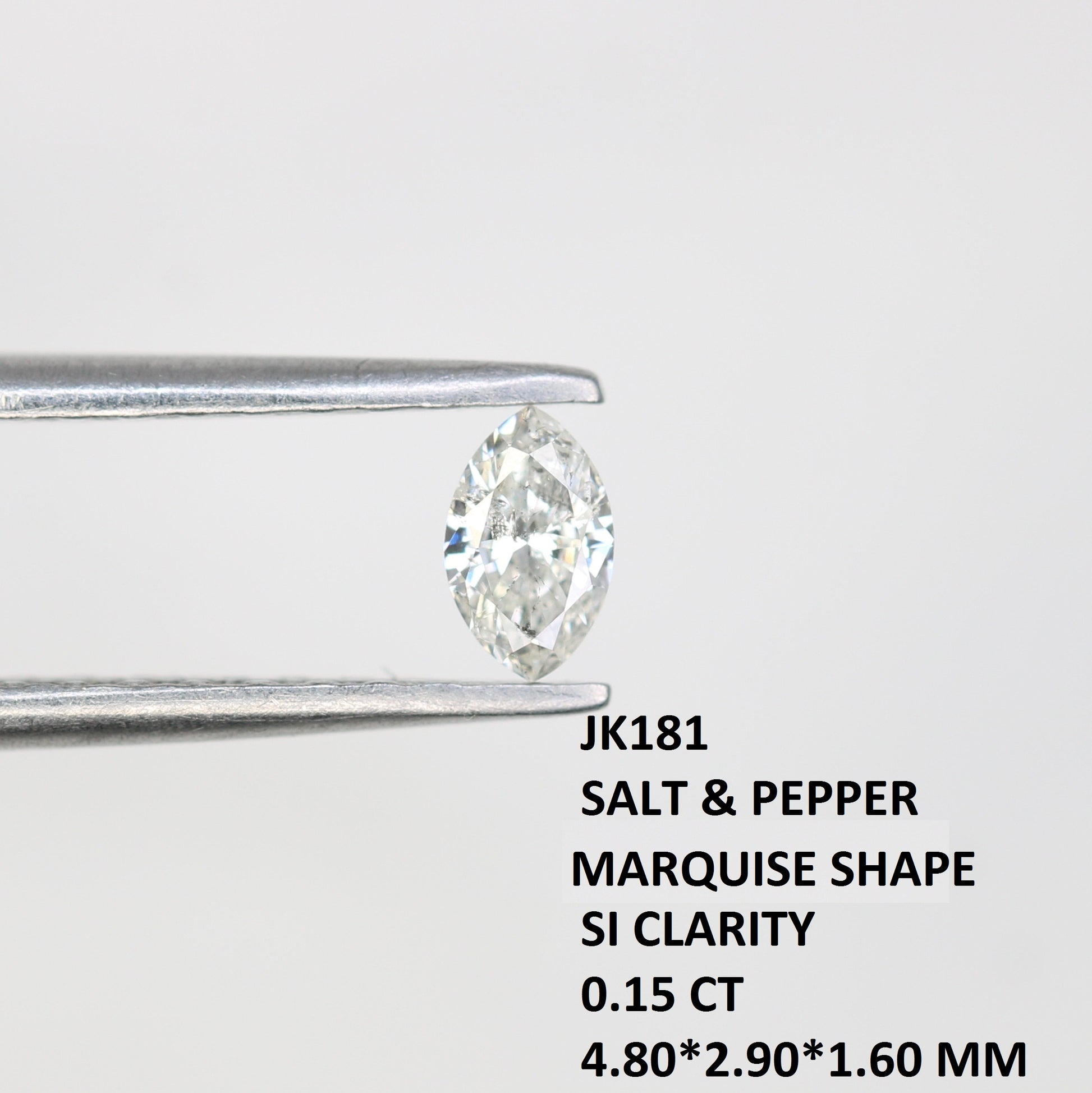 0.15 CT Salt and Pepper Marquise Shape Natural Diamond – Perfect for Engagement Rings and Custom Jewelry - JayKrishna Diamond