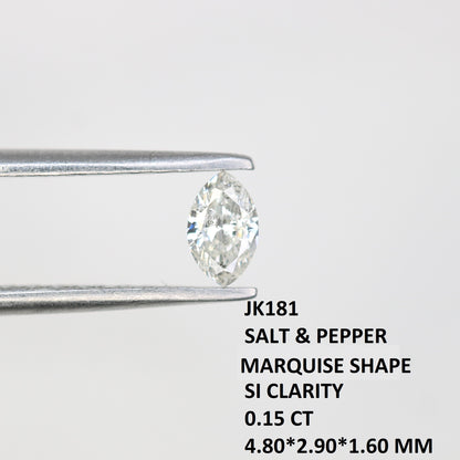 0.15 CT Salt and Pepper Marquise Shape Natural Diamond – Perfect for Engagement Rings and Custom Jewelry - JayKrishna Diamond