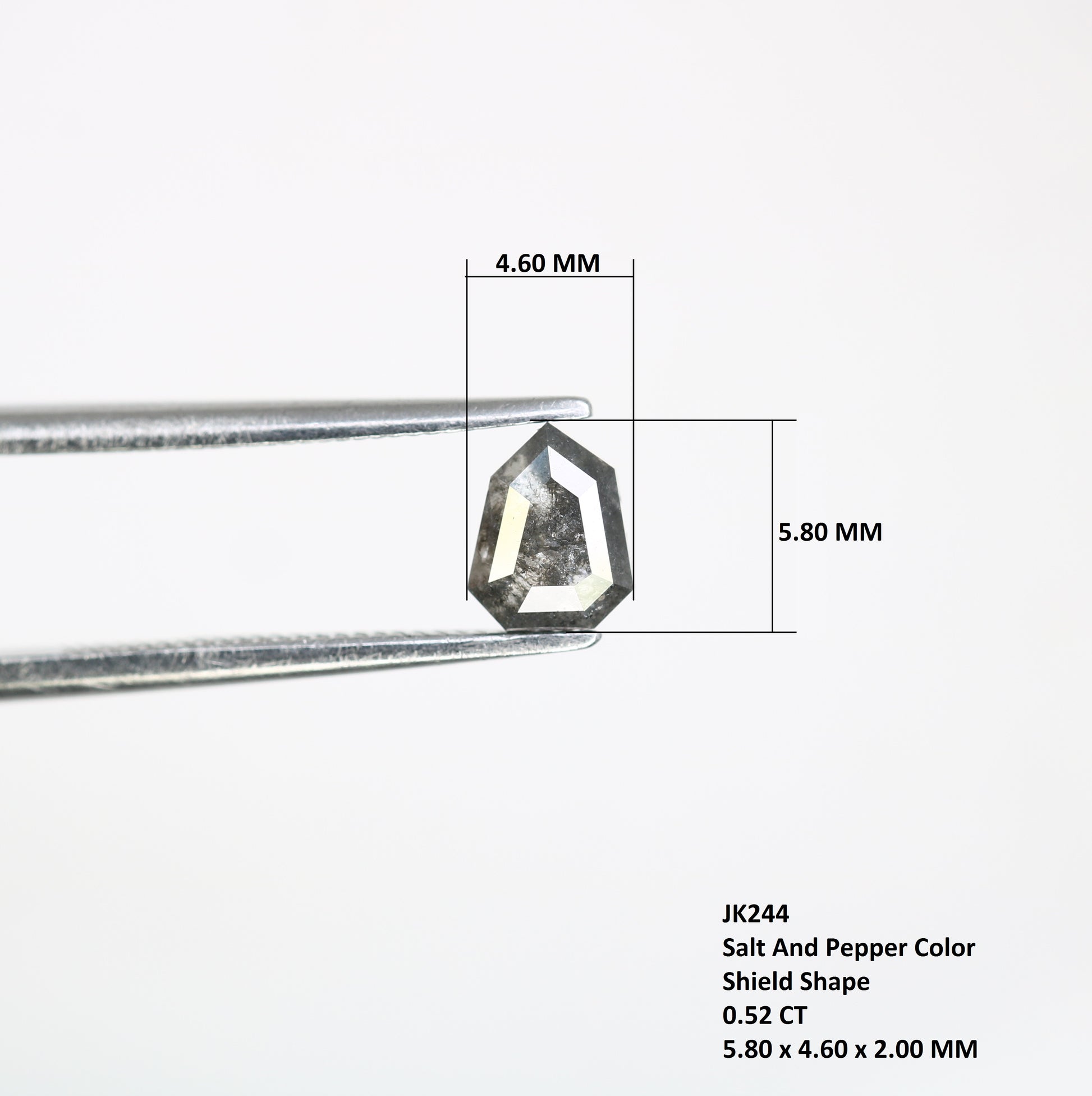 0.52 Carat Shield Shaped Salt And Pepper 5.80 MM Diamond For Galaxy Ring - JayKrishna Diamond