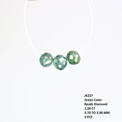 1.20 Carat 3.7 To 3.9 MM Green Color Polished Loose Beads Diamonds For Diamond Pendant - JayKrishna Diamond
